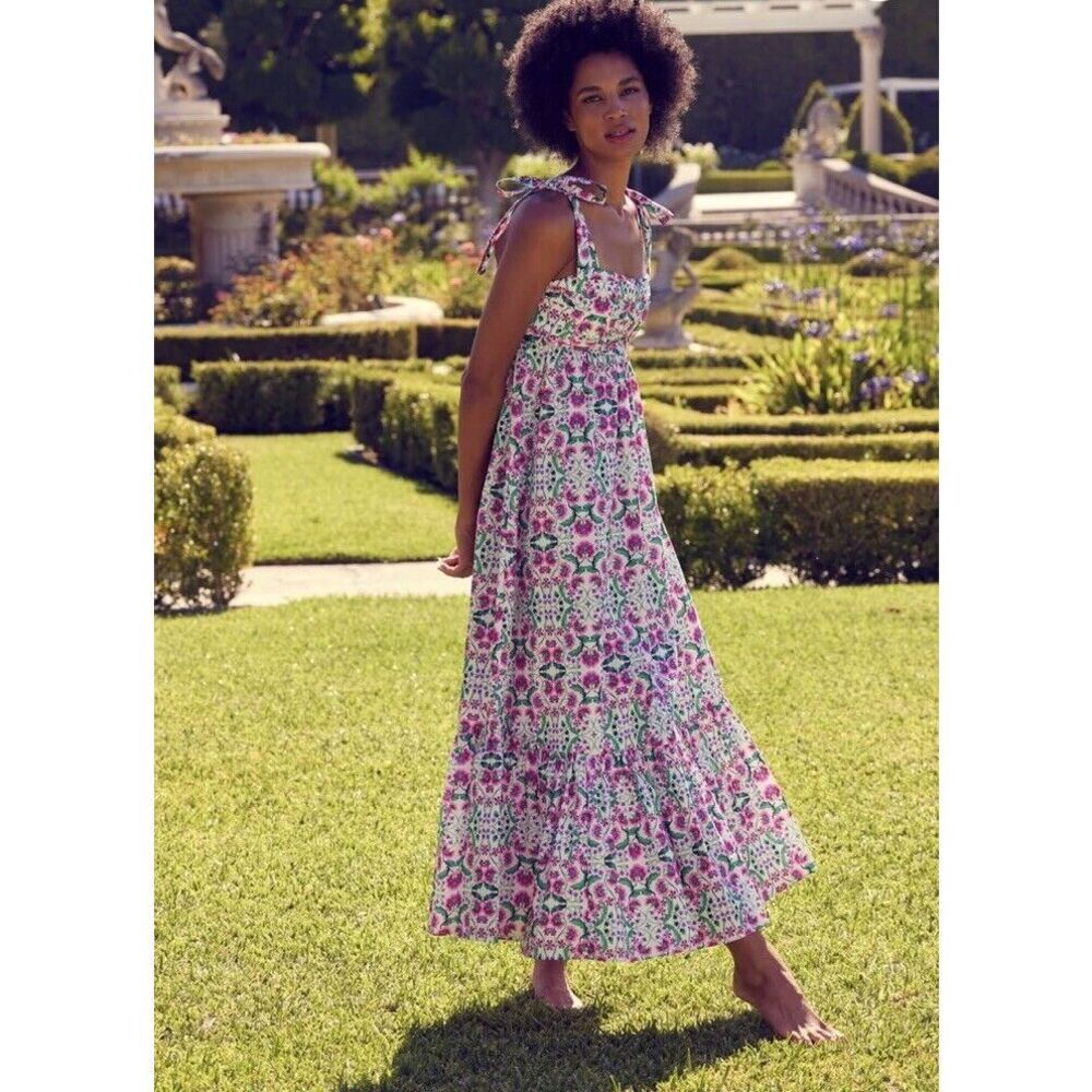 BNWT Misa Los AngelesSerafina Long Dress Spring Fuchsia Mix Size  S